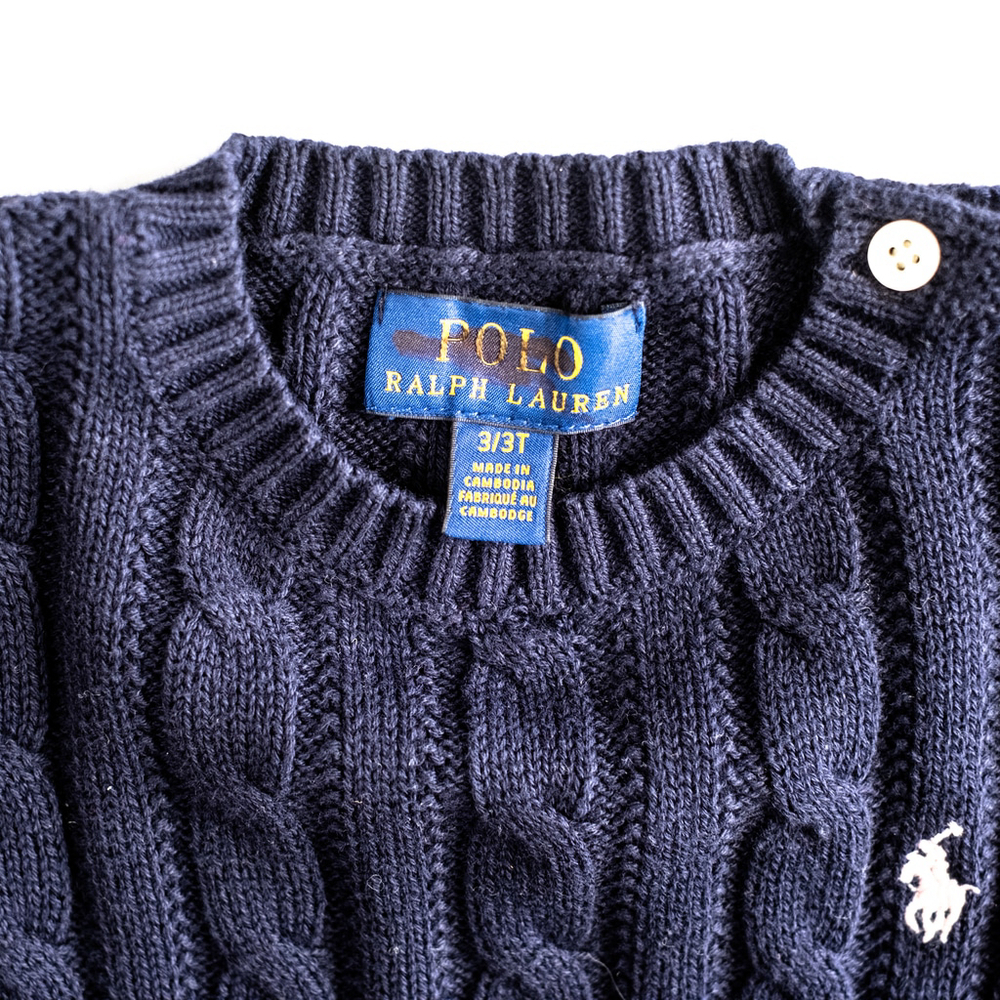 Girls Polo Ralph Lauren Cable-Knit Cotton Sweater Navy Blue NWOT - Size 3Y - Picture 8 of 10